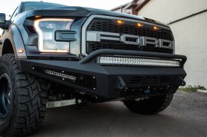 Ford F-150 Raptor Front Bumper - Addictive Desert Designs - HoneyBadger - Hammer Black with Satin Black panels - `17-`18 Ford F-150 Raptor Front Bumper - Addictive Desert Designs - HoneyBadger - Hammer Black with Satin Black panels - `17-`18